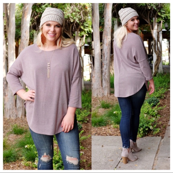 PLUS Taupe Hacci Knit Tunic - Picture 2 of 4